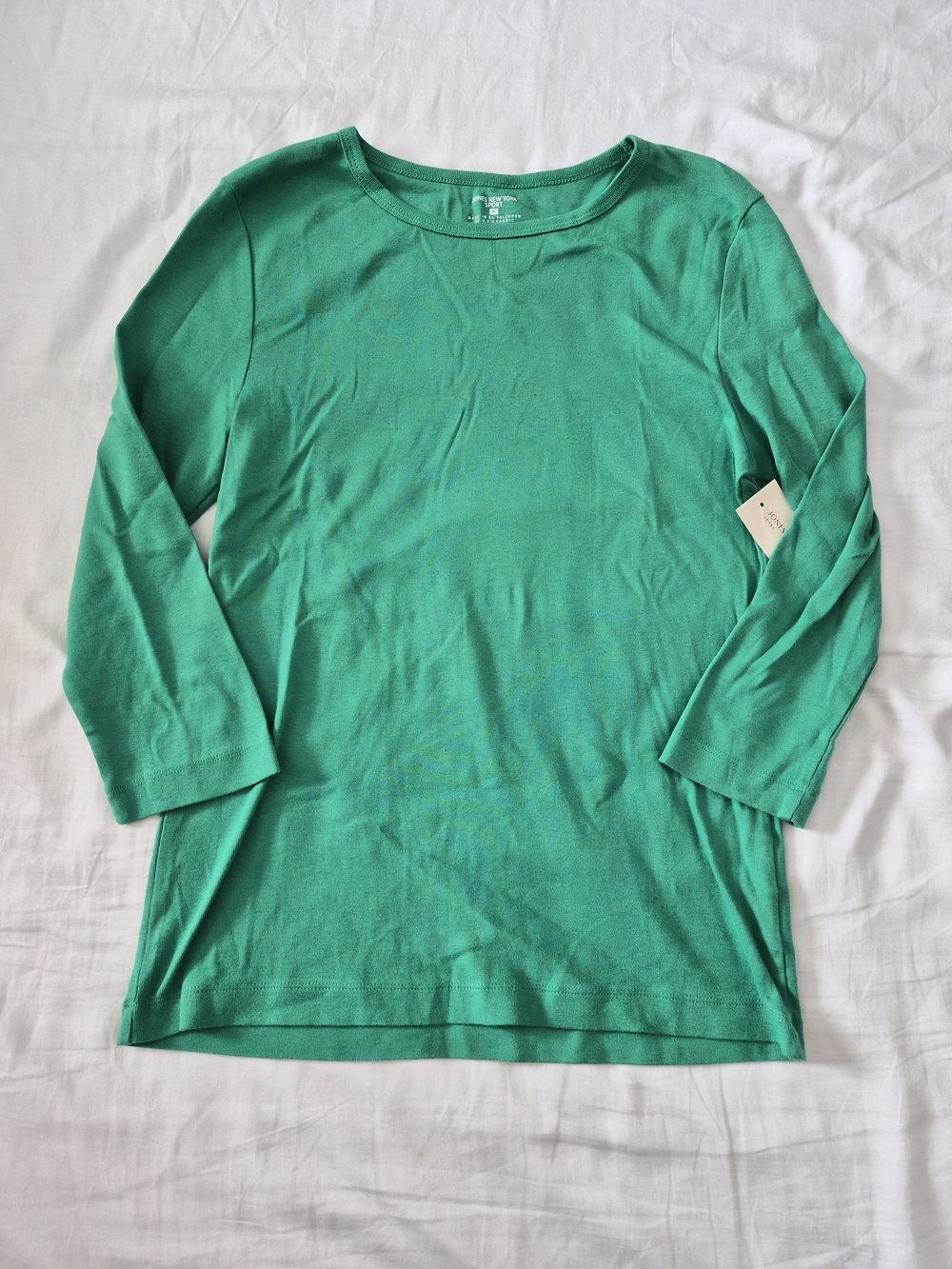 Jones New York Green Crewneck 3/4 Long Sleeve Top